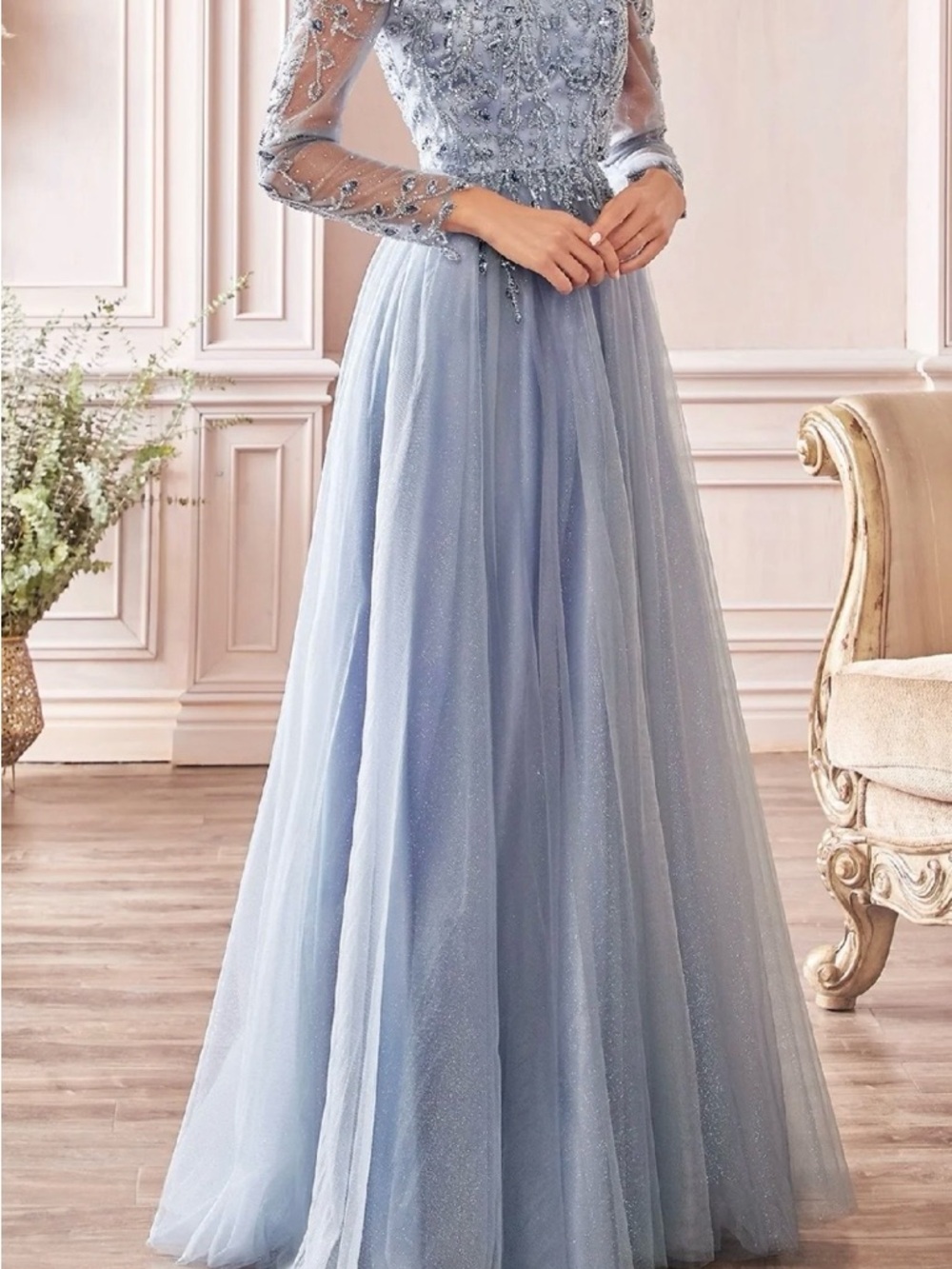 New Long Sleeve Long Prom Dress: Ladivine CD0172